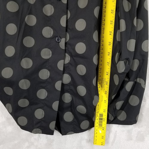 Comfy USA Blouse Women XS Black Dot Asymmetrical Architectural Cuff Sleeve Tunic - Picture 7 of 11