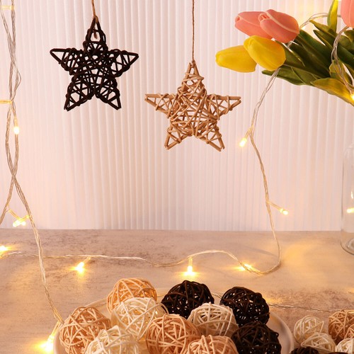10Pcs Wicker Rattan Stars Ornament Home Wedding Hanging Decoration - Picture 7 of 10