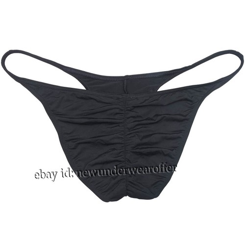 Men's Bikini Brief Elastic Silky Ruched Back Underwear Swim String Cheeky Briefs - Picture 18 of 27