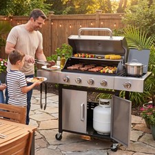 4-Burner Propane Gas Grill Side Burner 49000 ...