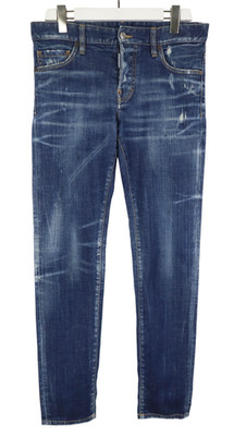 DSQUARED2 Jeans Men's (EU) 46 Fade Effect Whiskers Button Fly Stretch Blue