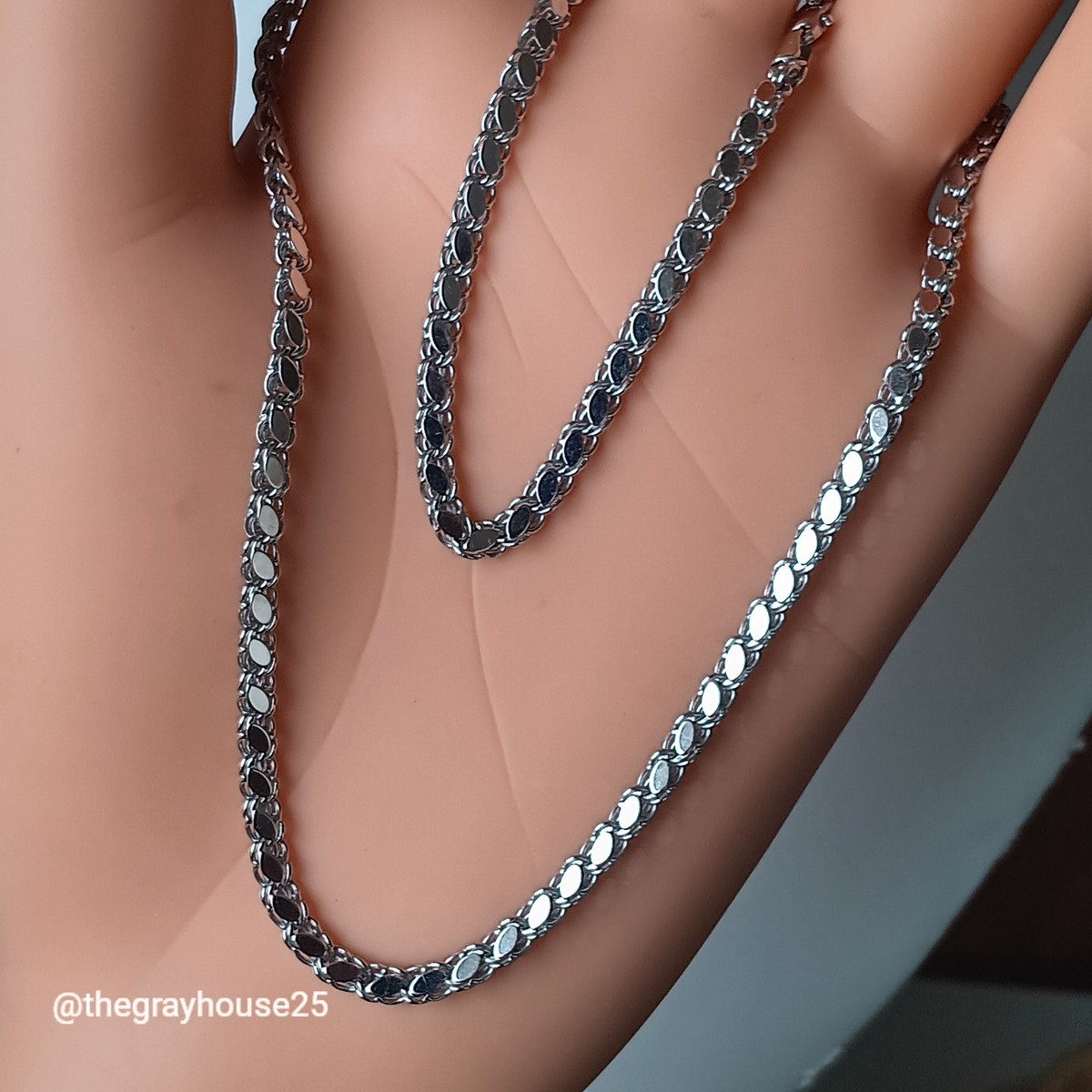 18K White Gold Damascus Chain Necklace 16
