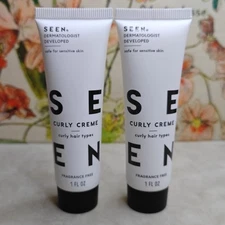 x2 SEEN Curly Creme Sulfate Free Curl Defining Cream 1oz each Travel Mini Sealed