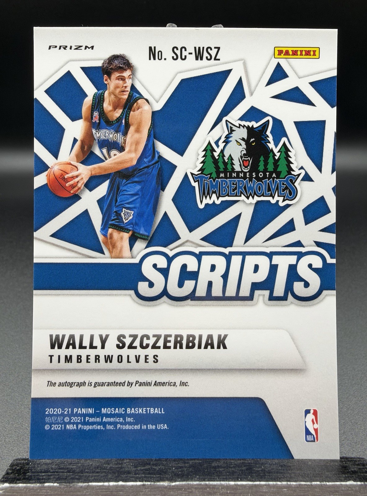 2020 Wally Szczerbiak Auto Scripts Gold Prizm Panini Mosaic SC-WSZ view 2