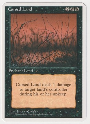 Miscut Cursed Land MP 4th Edition MTG Magic Error Misprint Alpha Cut Corners!