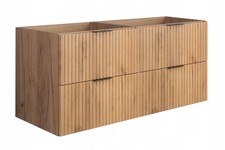 Meuble sous-lavabo suspendu FLOW 120 cm façade rainurée chêne