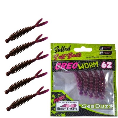 Gummifische Angelköder Set Creo Worm 5Stk x 62mm  Hecht Forelle Barsch Gummik...