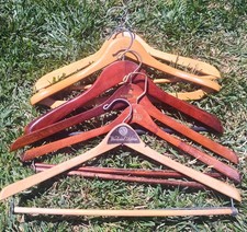 6 Vtg Wooden Suit Hangers Polo Nordstrom Woodward  Lothrop Lot