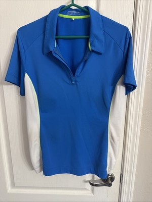 Nike Golf Women's Blue/White Golf Polo Shirt Short Sleeve Top L
