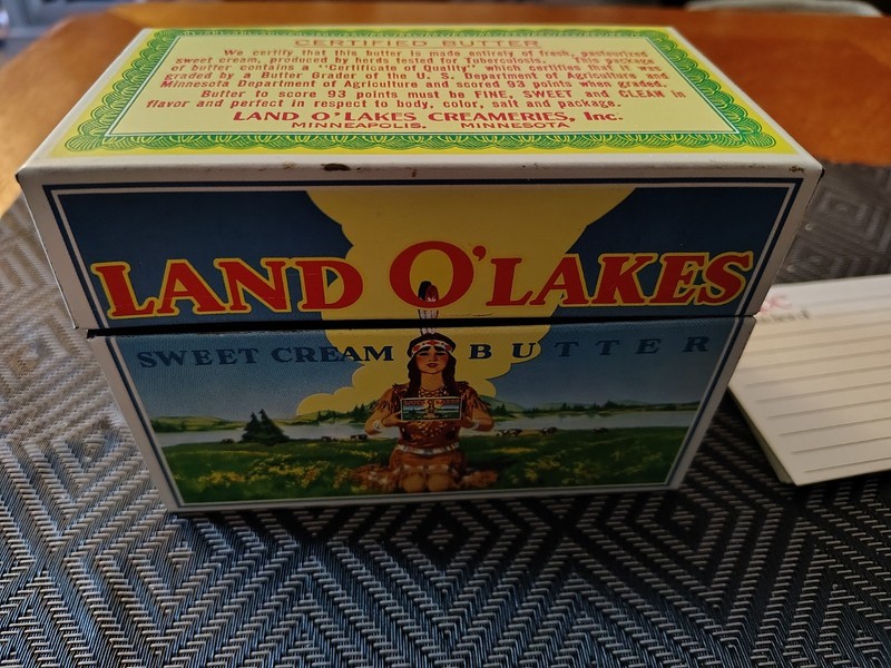 Vintage Land O'Lakes Sweet Cream Butter Retired Logo Metal Recipe Storage Box