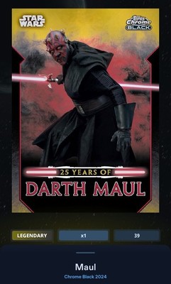 25 Years Of Darth Maul Gold 50cc Legendary - Star Wars Card Trader Chrome Black