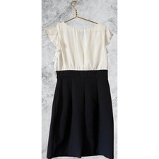 By & By Womens Black White Ruffle Tiered Sheath Career Cocktail Dress Size 5