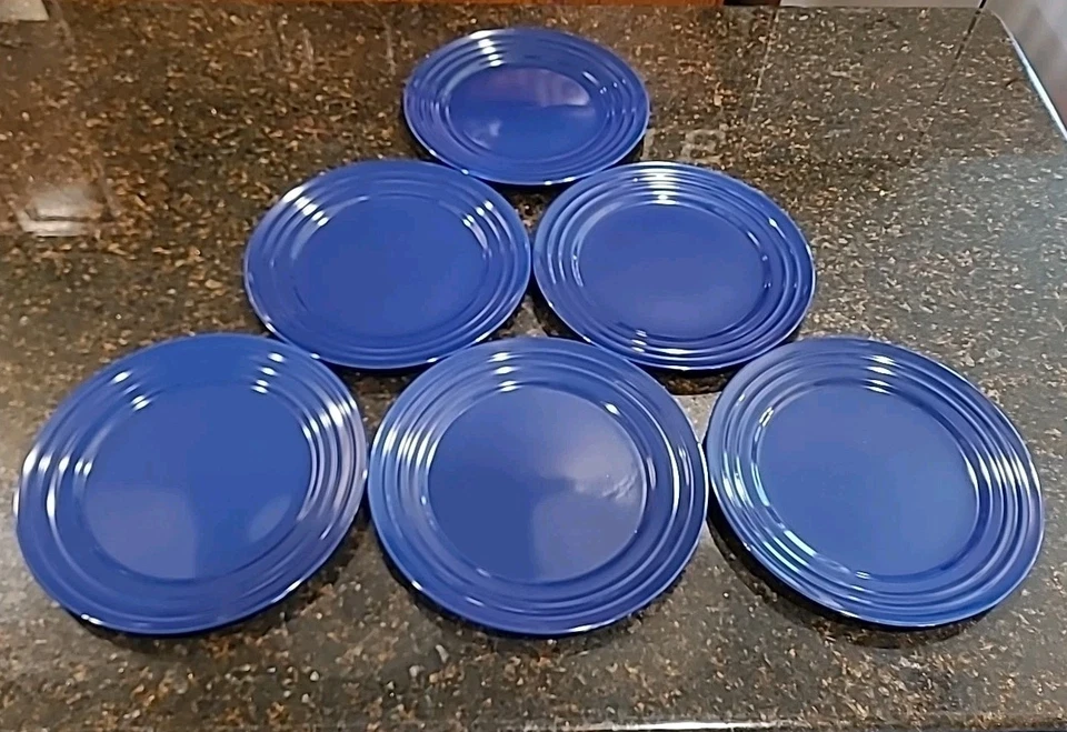 JUEGO DE 6 Platos de Cena Rachael Ray DOUBLE RIDGE Azul 11"  Foto 2 de 4