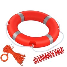 Life Preserver Ring 23 in Flotation Safety Ring 98.5ft Floating Rope Lifebuoy