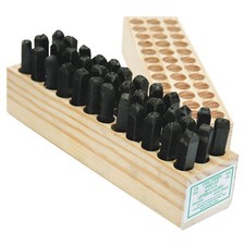 YOUNG BROS. STAMP WORKS 05362 Hand Cut Combo Set,3/16in H,Gothic,Steel 18G227