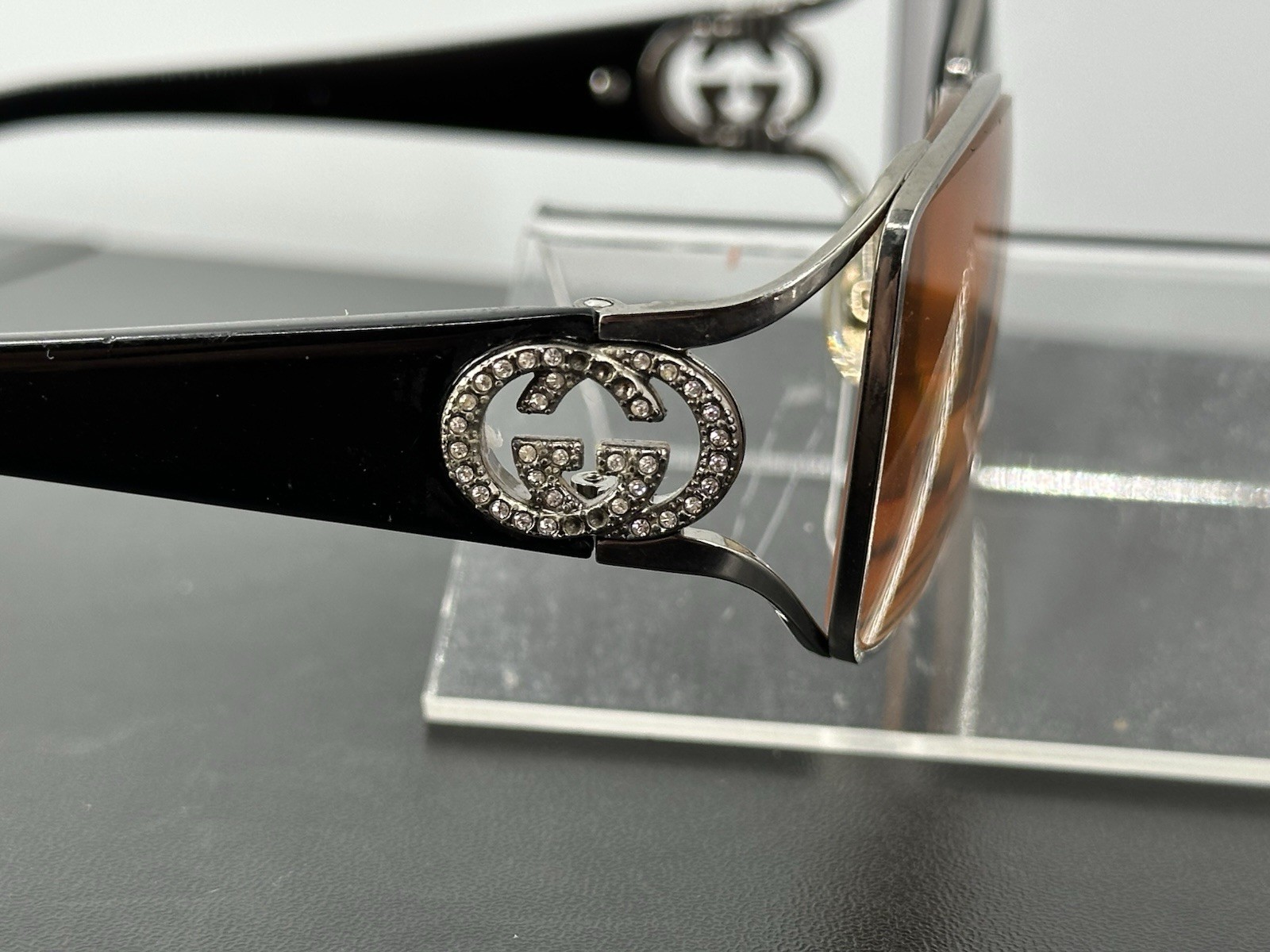 Gucci Vintage Frame Crystals Interlocking GG Made In Italy 56-18-135 (C2-03)