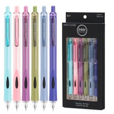 Retractable Gel Pens set 6 Pack 0.5mm Smooth Writing Stationery
