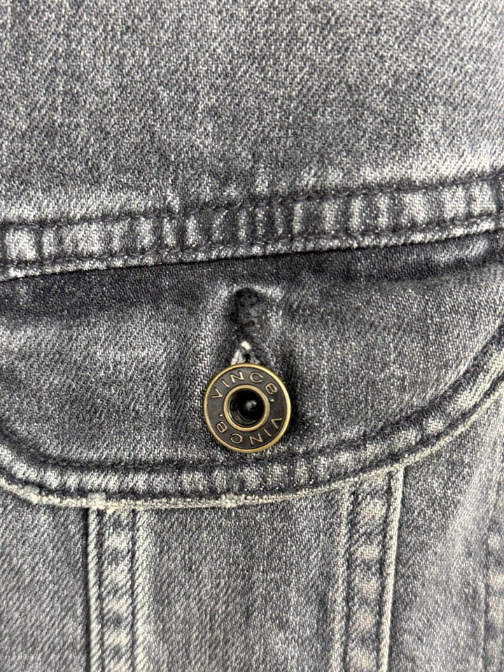 Vince. Washed Gray Denim Jacket Button Front Modern Grunge Casual Cool Girl - Image 4 of 4