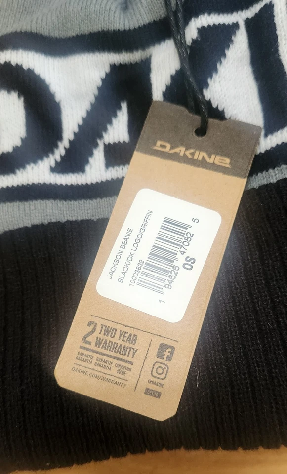 Gorro Dakine Pom Jackson Negro/Gris Dakine Logo/Grifo Talla Única NUEVO con ETIQUETAS Foto 3 de 4