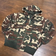 Vintage Camo Thermal Lined Hoodie Mens Size Small Men  s Full Zip Camouflage 80s