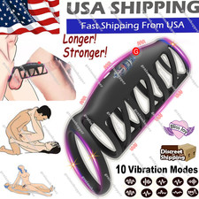 Penis Cock Ring Vibrator Clit G-spot Vibrating Massager Sex Toys For Men Couples