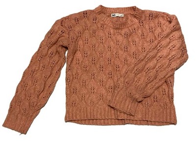 SO Women's Jr. Medium Rust Colored Eyelet-Knit Sweater