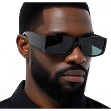 MEN SUNGLASSES CLASSIC RAPPER GANG STYLE SMALL SQUARE FRAME RETRO BLACK LENS