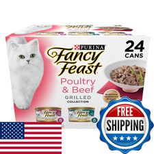 Purina Fancy Feast Grilled Wet Cat Food Poultry Beef Variety Pack 24 Cans