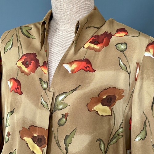 Women's Carlisle Silk Blouse & Scarf | Size 8 | Brown Autumn 1980s Vintage Set, Size 8, $46.7