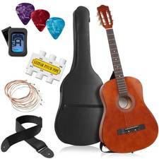 38-inch Beginner Acoustic Guitar Package - Starter Kit  Accessories - Brown