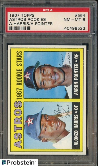 1967 Topps #564 Astros Rookies w/ Alonzo Harris Aaron Pointer RC PSA 8 NM-MT