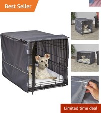 Light Gray Medium Dog Crate Cover, Fits Most 30-Inch Crates, Machine Washable