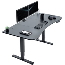VIVO Electric 63" x 32" Stand Up Desk, Black Carbon Fiber Top, Black Frame