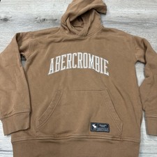 Abercrombie  Fitch Kids Hoodie Youth 9/10 Chestnut Brown Logo Pullover Fleece