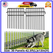 30 Panels Animal Barrier Fence, No Dig Fences, 13in H X 42.5ft L Garden Fen...