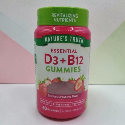 Natures Truth Vitamin D3 With B12 60 Gummies Non-GMO Vegan Gluten Free EXP 2/27