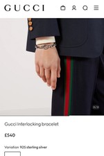 Gucci Men Interlocking G Silver Bracelet with Box size 18