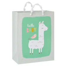 Medium 'Hello Baby' Llama and Bird Baby Shower Gift Bag