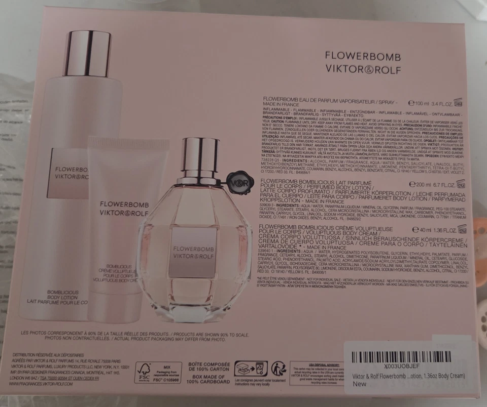 Juego de regalo Viktor & Rolf Flowerbomb 3 piezas EDP30 ml + loción corporal + crema corporal nuevo en caja Foto 3 de 3