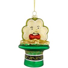 Northlight 4.75" Shamrock and Leprechaun Hat Glass Christmas Ornament