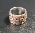 Vintage Brutalist Sterling Silver & Copper Band Ring