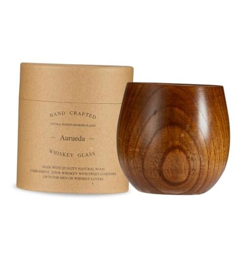 Unique Wooden Whiskey Glass Bourbon Gift Set for Men 1 Pack