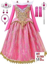 Girls Princess Costume Dresses Pink Princess Dress Up 4T Pink With Accessories