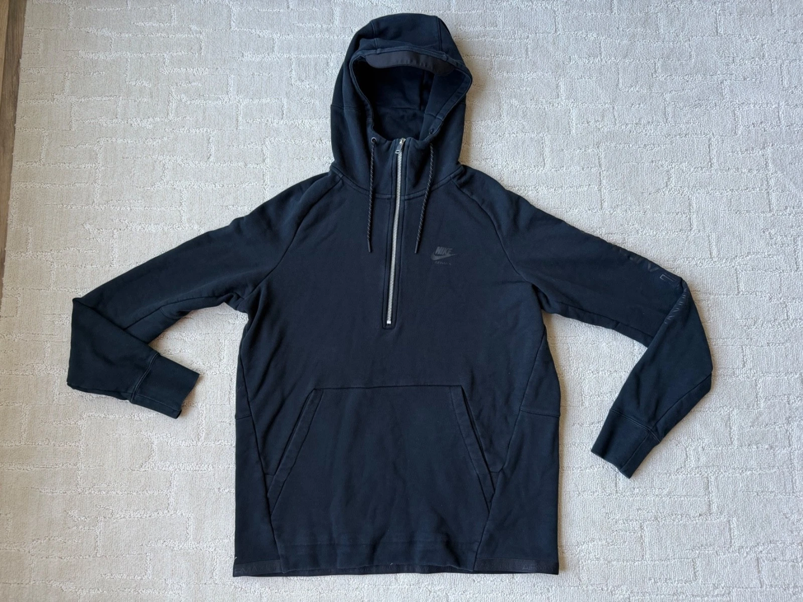 Nike Air Max 1/4 Zip Hoodie Sweatshirt Men's Large Black Pockets