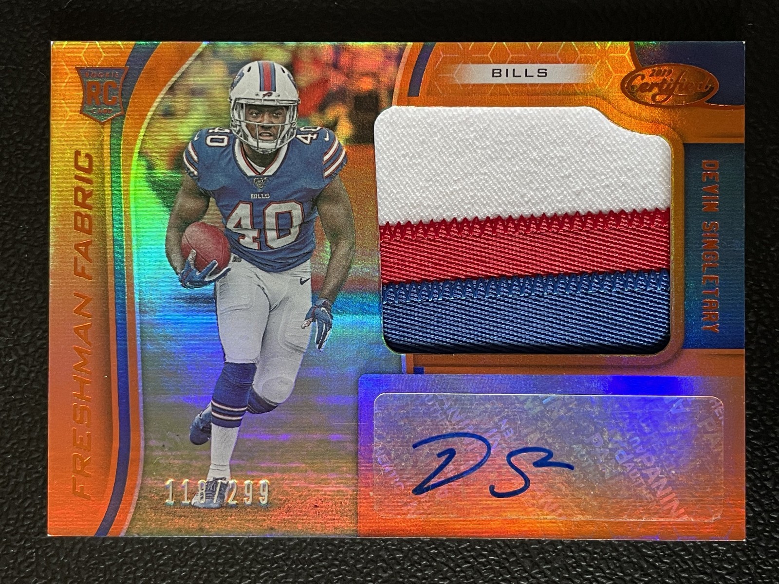 Devin Singletary Panini Certified #229 Jersey Signature
