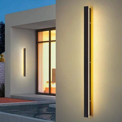 Rennnsan Hannah 39 in. Modern Linear Acrylic IP65 Waterproof Black Wall Light