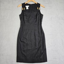 Vintage Ann Taylor Dress Womens 2 Black Sleeveless Linen Blend Old Money USA
