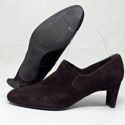 Stuart Weitzman Women's Pump Size 7M Bootie Shootie Slip On Block Heel Brown
