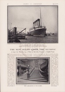 RMS Olympic White Star Line Maiden Voyage orig città e campagna articolo 2pg 1911
