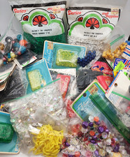 Vintage Beads Lot Westrim Crafts Plastic Wood Iridescent Tri Oat (2lbs 14oz) NOS